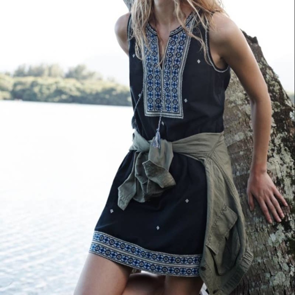 Madewell Embroidered Suncoast Cotton Sleeveless Shift Dress Size 4